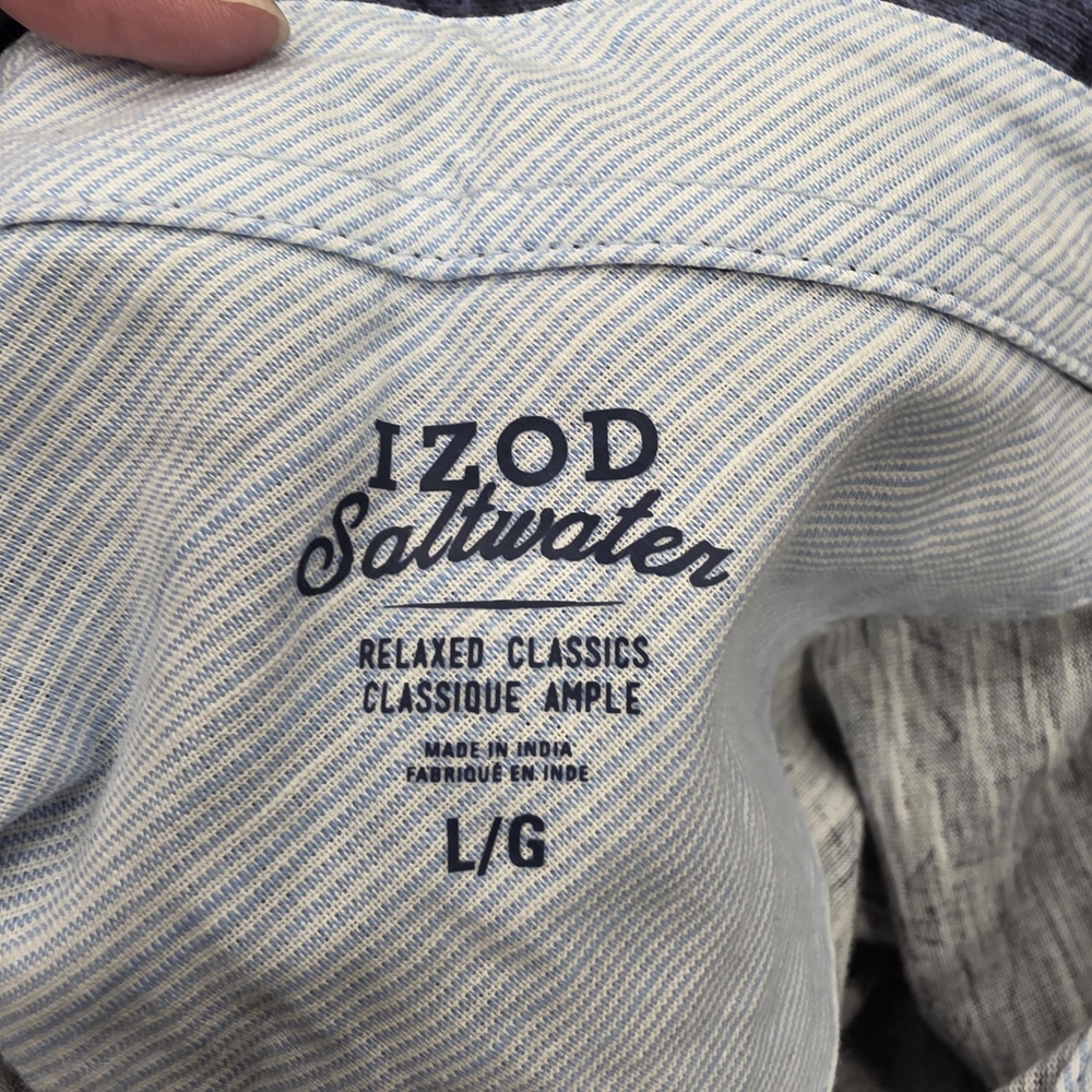 Izod Men's Saltwater All Over Print Blue Polo Shirt - Picture 5 of 6